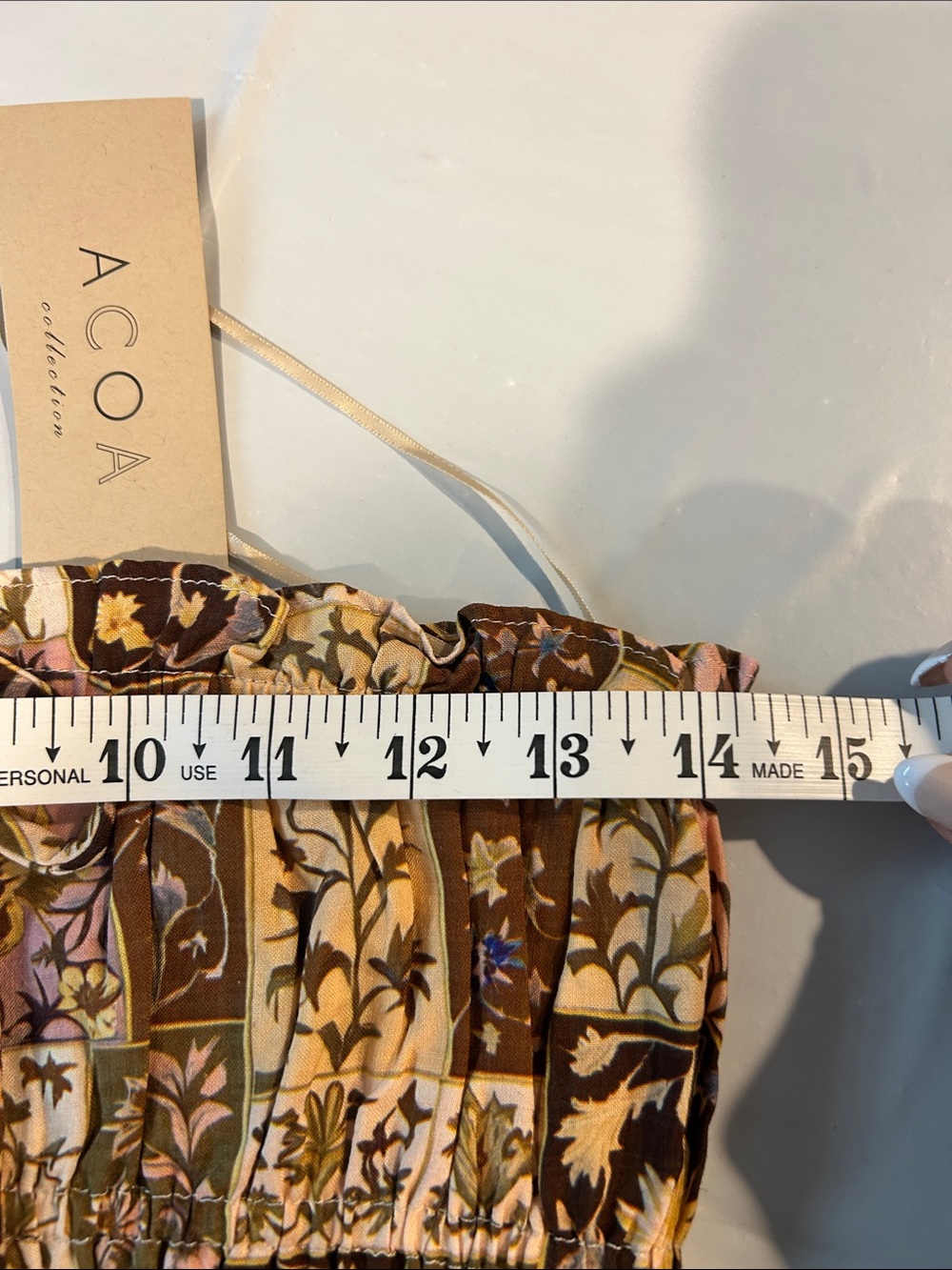 ACOA Floral Smocked Tube Top in Brown/Pink - Picture 5 of 7